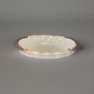 Rina Peleg Israel Artist Studio Pottery Decorative Oblong Painted Matte Dish